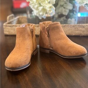 Cat & Jack Tan Ankle Boots with Side Zipper